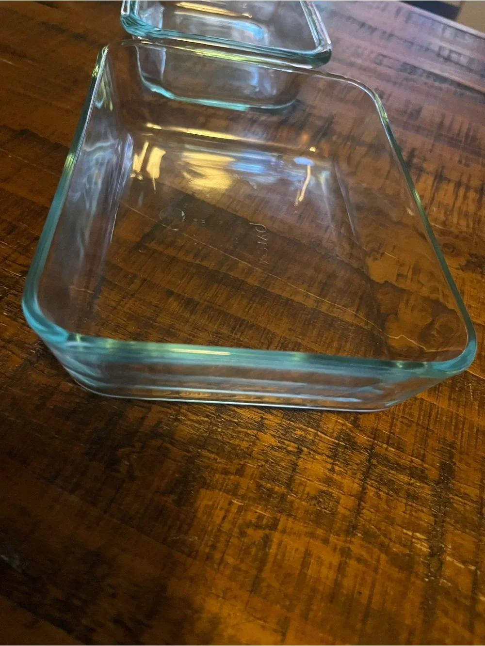 Pyrex Embossed Glass Marking with Gold Hue